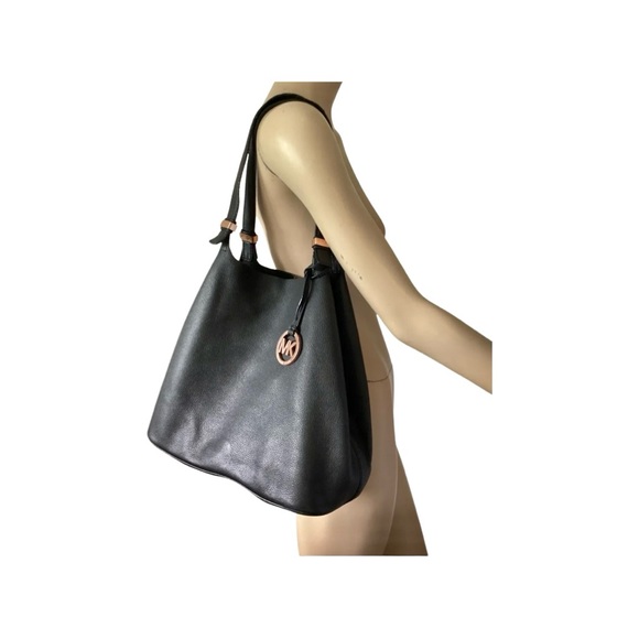 Michael Kors Camden Black Reversible Leather Tote with Gold Hardware GUC - Picture 3 of 10